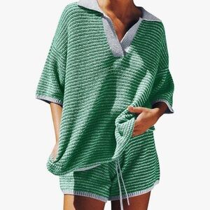 Amazon Green and Gray Swim Coverup with Relaxed Fit